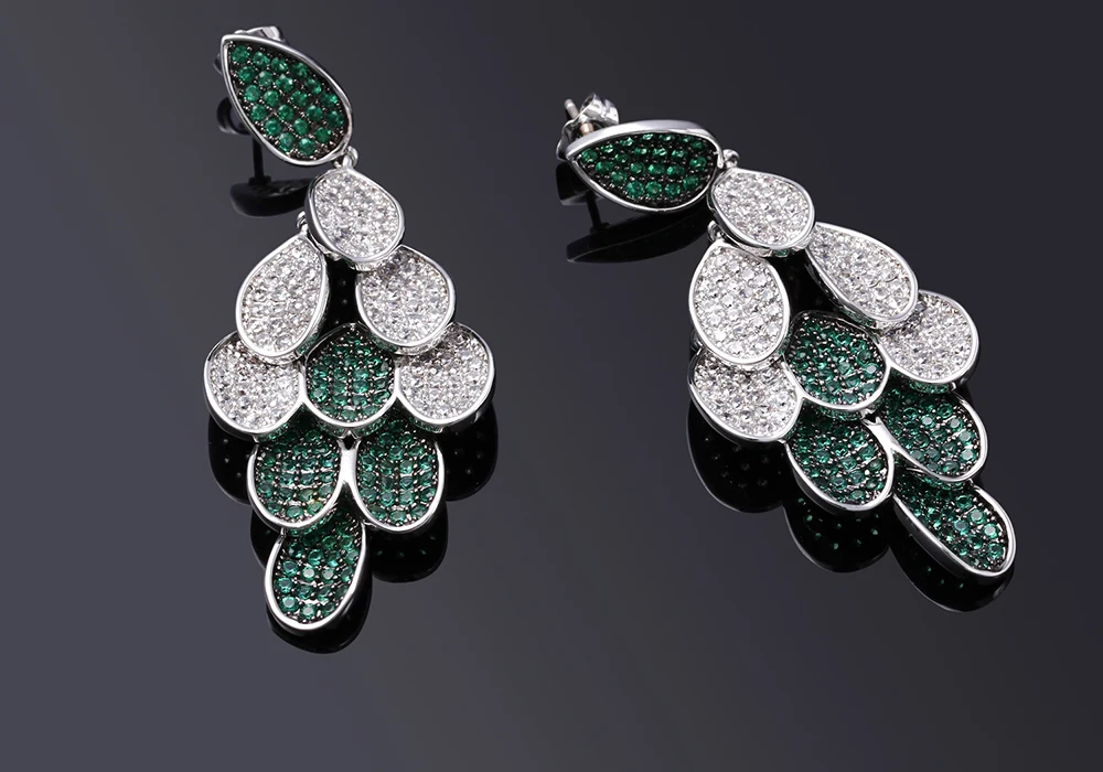 green tassel earrings