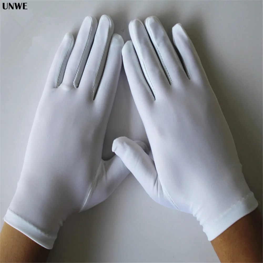 2 шт = 1 пара черно-белые летние перчатки мужские/женские перчатки из спандекса церемониальные перчатки гладкие тянущиеся перчатки для рук танцевальные ювелирные изделия