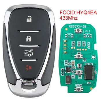 

433Mhz 4 Buttons Black Smart Car Key Entry Remote with ID46 Chip Keyless-go Comfort HYQ4EA Fit for 2016-2017 Chevy Camaro Malibu