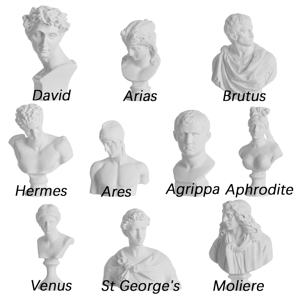 1PC Nordic Style Sculpture Greek Mythology Plaster Statue David Head Portraits Bust Mini Gypsum Statue Drawing Practice Crafts ornament crafts miniature ornament miniature figurines