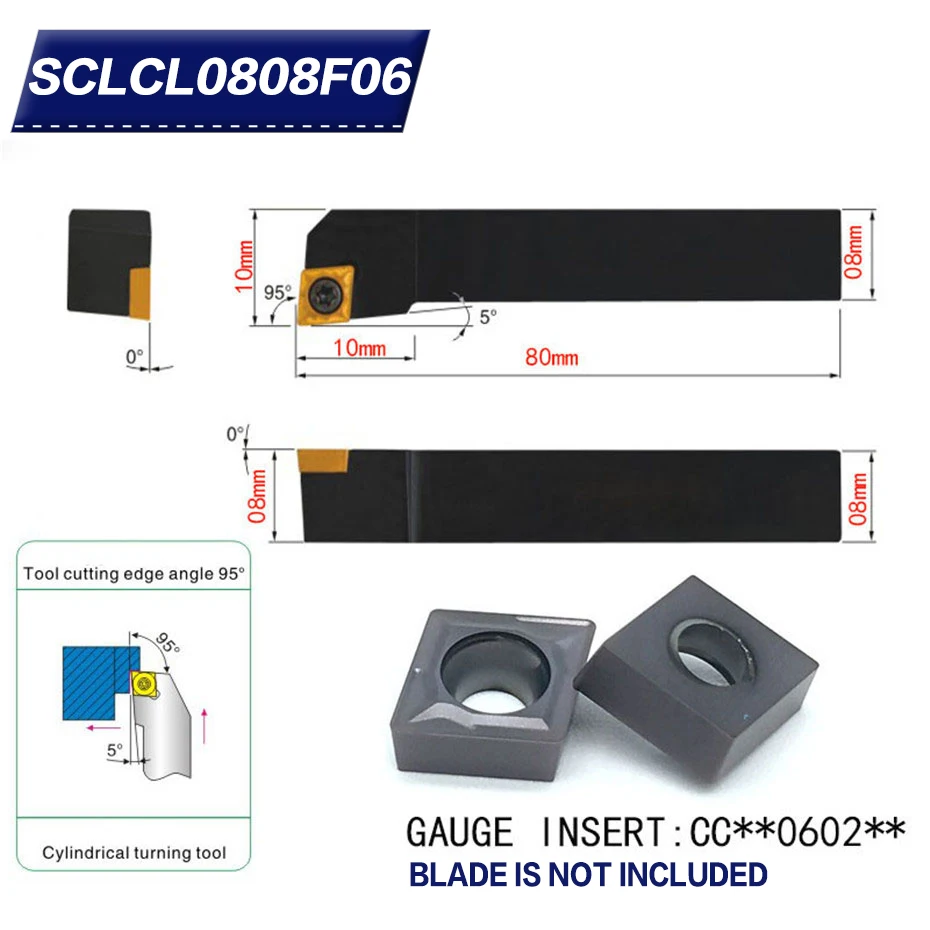 SCLCL0808F06 95 градусов резец для наружной обточки держатель CCMT060204 используется на