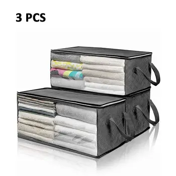 

3Pcs Non-woven Foldable Portable Clothes Organizer Tidy Pouch Suitcase Home Quilt Storage Box Dust-proof Moisture-proof Bag