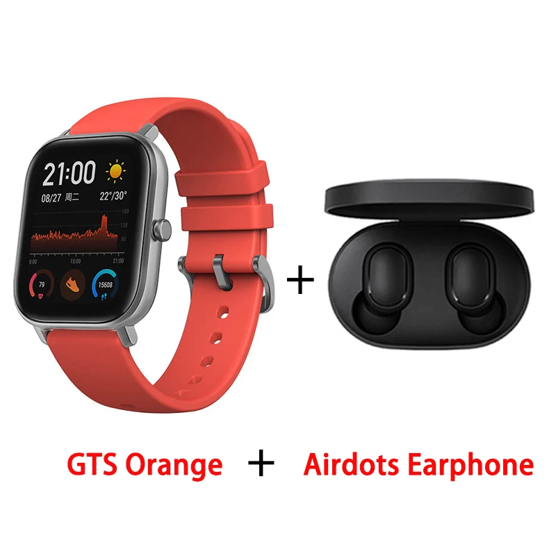 Red add Airdots Глобальная версия, Новые смарт-часы Amazfit GTS, 5 АТМ, водонепроницаемые, для плавания, умные часы, 14 дней, батарея, управление музыкой, для телефона Xiaomi IOS - Цвет: Red add Airdots