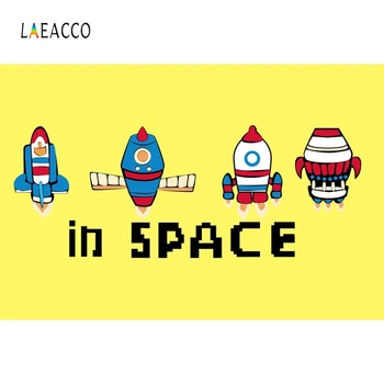 

Laeacco Wall Decor Photocall Universe Spaceship Cute Photography Backdrops Personalized Photographic Background For Photo Studio