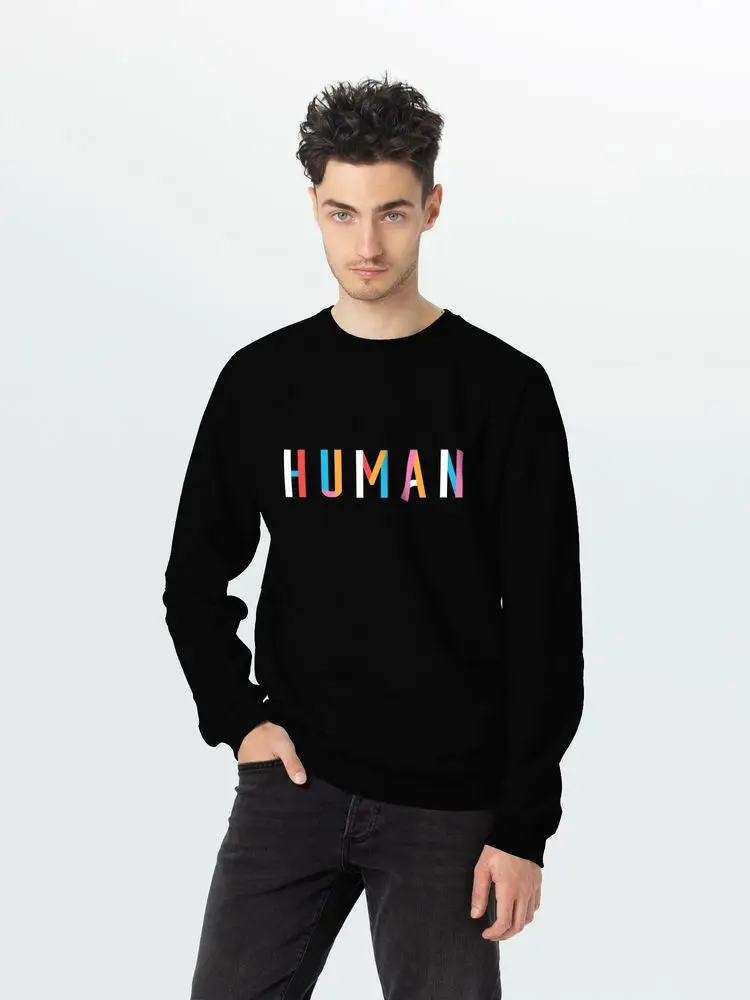 Свитшот Human черный унисекс модная толстовка без начеса Ловец слов повседневная с