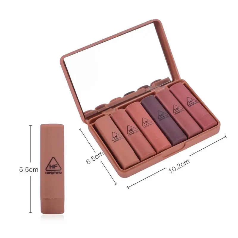 6pcs/box Matte Pumpkin Color Lipstick Set Long-lasting Waterproof Nude Batom Lip Kit Sexy Red Pigment Lips Makeup Cosmetic TSLM2 |