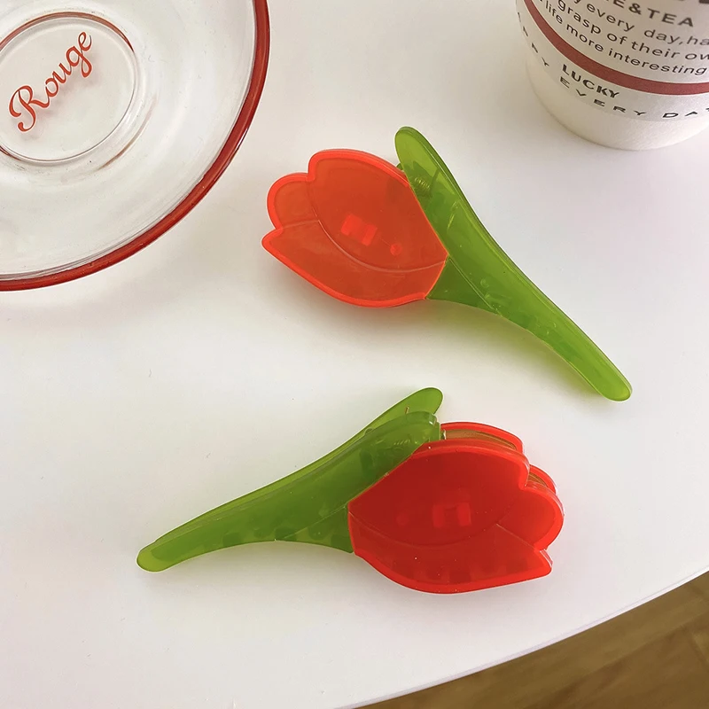 2022 New Design Colorful Acetic Tulip Hair Clip Claws Flower Hairpin For Women Makeup Bath Accessories Headwear |