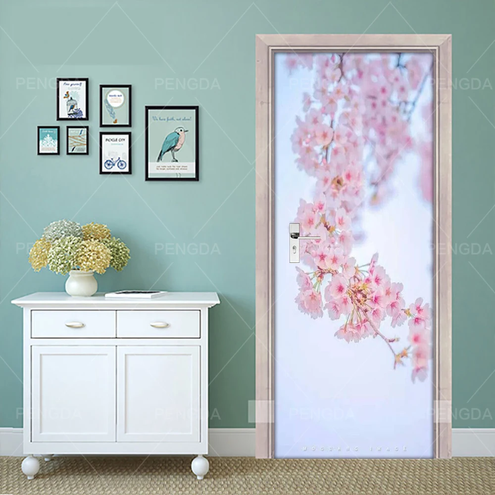 

Mural DIY Decals Creative PVC Plant Cherry Blossom Door Sticker Self Adhesive Print For Renew Art Picture Home Decor Girls Room