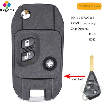 

KEYECU Modified Flip Remote Control Car Key With 3B 433MHz 4D60/ 4D62 Chip - FOB for Subaru Liberty Impreza Forester Outback B13