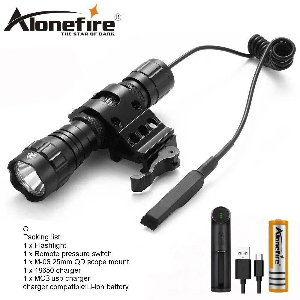 AloneFire 501Bs Cree XML охотничья тактическая подсветка для оружия с переключателем+ Универсальное крепление - Испускаемый цвет: Opion C