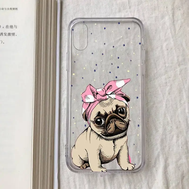 iphone 13 pro max case clear cute pug dog Phone Case for iPhone 11 12 13 mini pro XS MAX 8 7 6 6S Plus X 5S SE 2020 XR case iphone 13 pro max case clear