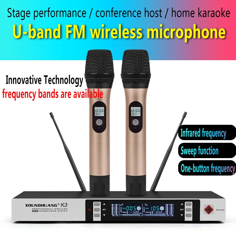 Soundhuang K3 микрофон sans fil UHF rеglable для системы караоке