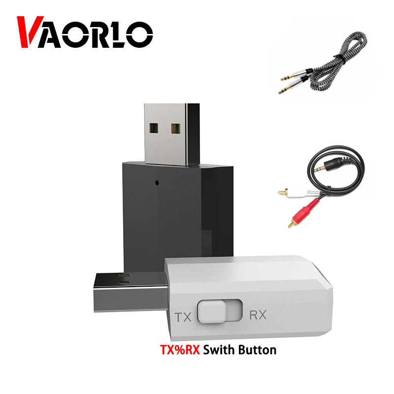

3.5mm USB Bluetooth Adapter With Switch Button 5.0 Stereo Audio Music Wireless Bluetooth Receiver Transmitter For TV PC Car AUX