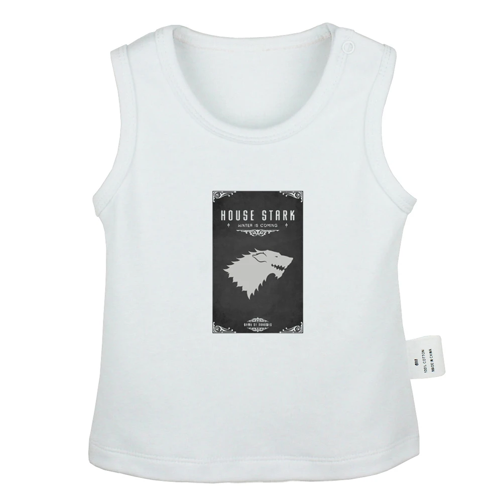 JcBabyYV2171W Game of Thrones Three-eyed crow House Stark Direwolf Design Newborn Baby Tank Tops Toddler Vest Sleeveless Infant Cotton Clothes - Цвет: JcBabyYV2171W