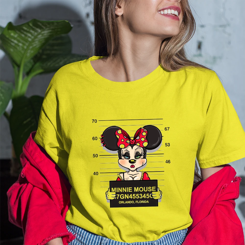 

Hararuku Minnie Mouse Print T Shirt Women Short Sleeve Ulzzang Graphic Funny Disney Tshirt Summer Girls Tee Shirt Tops 6 Colors