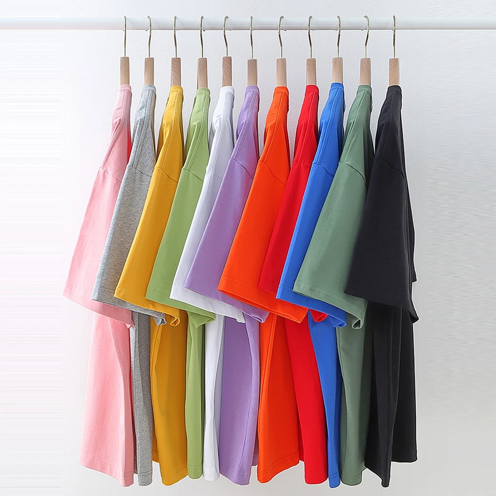 

Unisex Casual Tops Summer Loose Tops for Men Women Short Sleeve Drop Shoulder Solid Color O-Neck Couple T-shirt XS-2XL