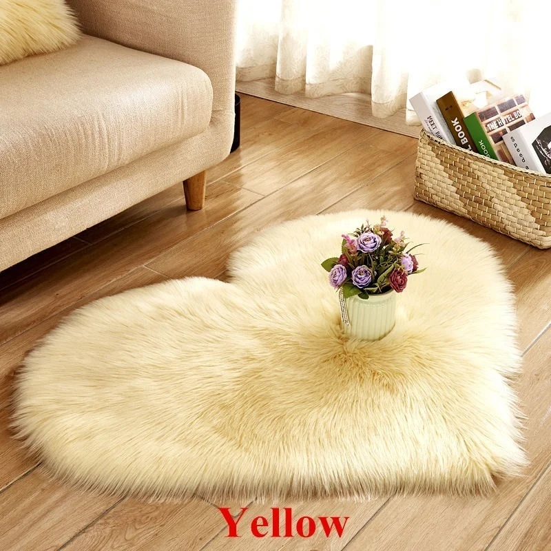 Мягкий художественный коврик из овчины в форме сердца, покрытие для стула, коврик для спальни, искусственный шерстяной ковер с длинным ворсом, шерстяное сиденье, теплые меховые коврики