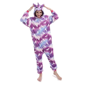 

Winter Women Men Unisex Adult Cute Cartoon Onesies Kigurumi Animal Pajamas unicornio Unicorn Flannel Pyjamas Sleepwear