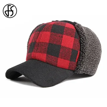 

FS Winter Men Warm Baseball Caps Dad Warm Hats Outdoor Windproof Thick Casqutte Snapback Trucker Hat Ear protection Hats