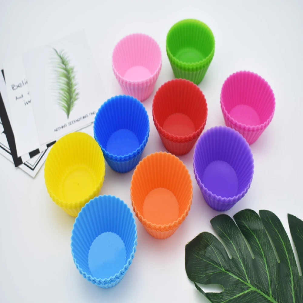 

12pcs/Set Silicone Cake Mold Round Shaped Muffin Cupcake Baking Molds Kitchen Cooking Bakeware Maker DIY Cake Decorating Tools