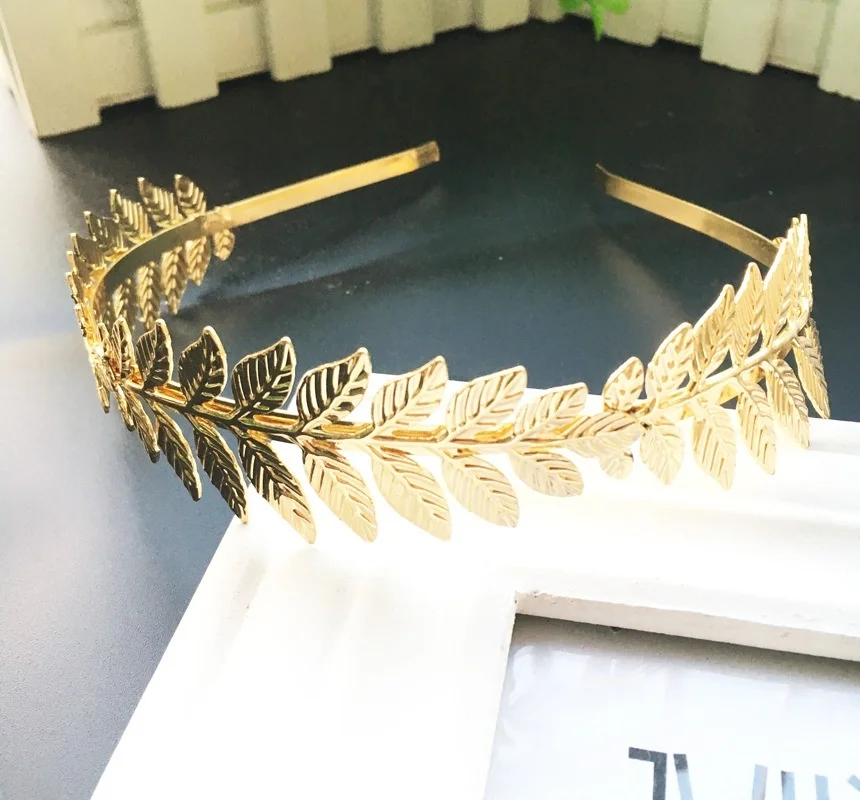 Gold shiny Laurel Leaf branch crown Leaves headband hair band greek toga costume