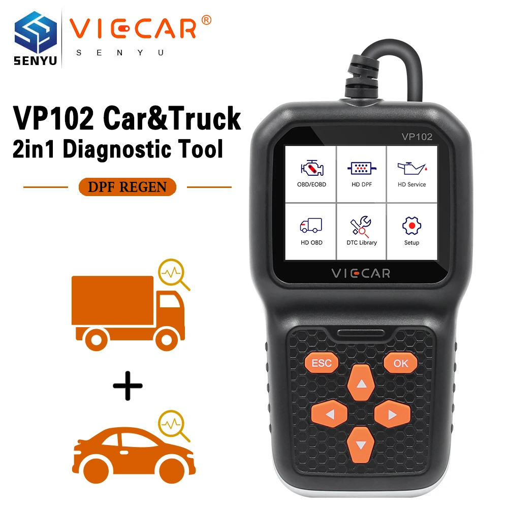 Viecar VP102 12 В/24 В для автомобилей и грузовиков 2 в 1 J1939 J1587 J1708 OBD OBD2 диагностический