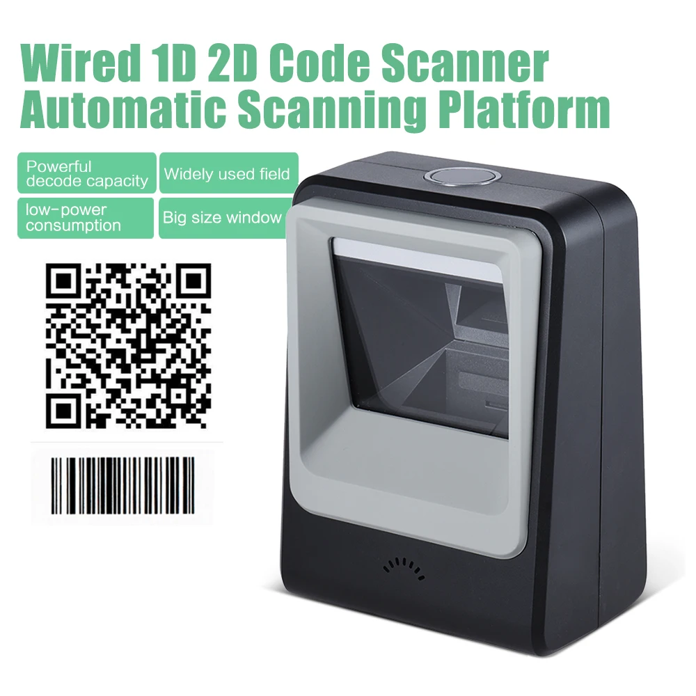 Проводной автоматический, настольный 1D штрих-код 2D qr-код сканер для картинок считыватель сканирующая платформа Hands-free
