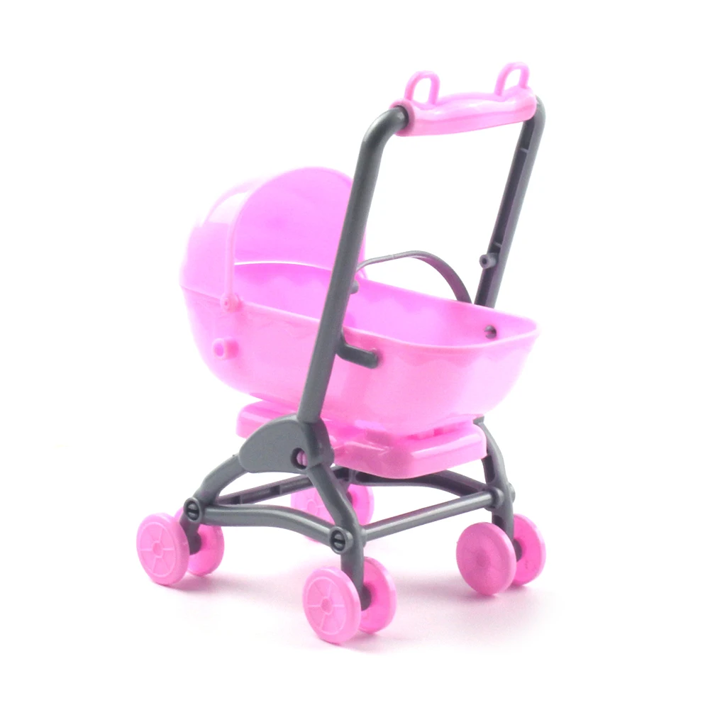 2 in 1 Baby Stroller Pram Model Kids Toy DIY Miniature Dollhouse Plastic Stroller Bike Car Accessories gift for girls