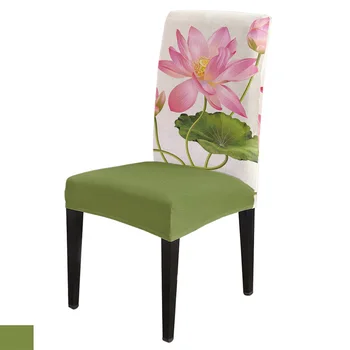 

Spandex Chair Cover Plant Pink Lotus Chair Cover Home Decor Hotel Wedding Supplies Dining Chair Cover Stretch