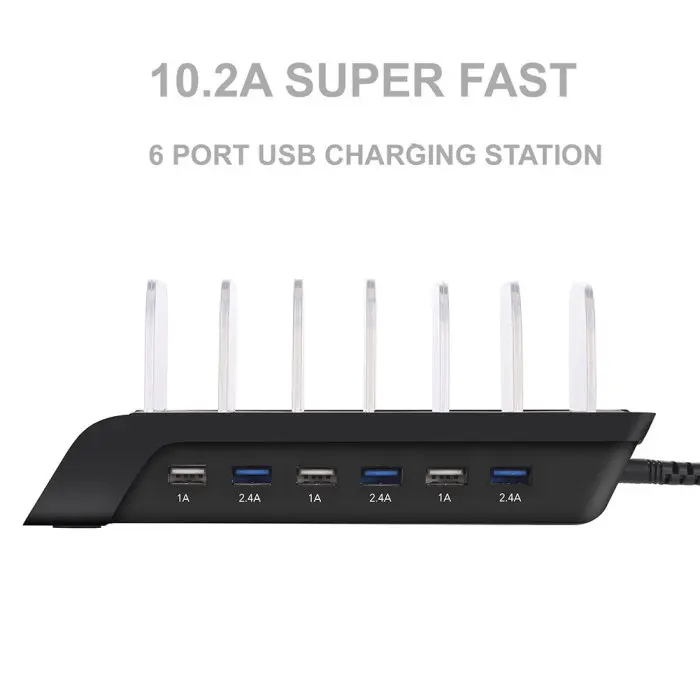 Зарядная станция для нескольких устройств USB Зарядное устройство станции 6-Порты и разъёмы зарядка через usb держатель для телефона BJStore