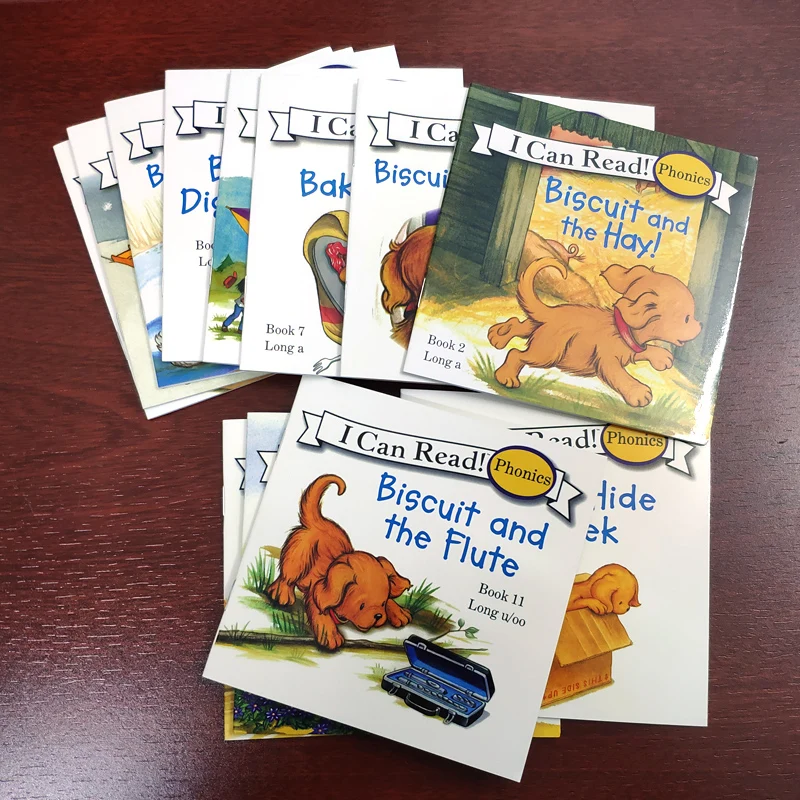 Lote de 12 libros de fonética de serie de galletas para niños, libros de fotos en inglés para niños, educación, lectura de bolsillo, libro de cuentos