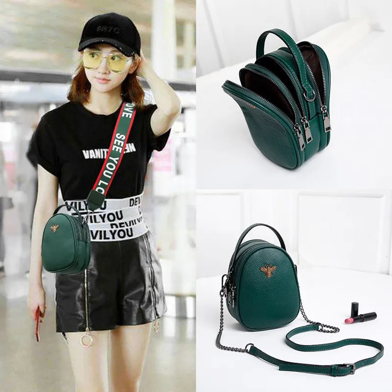 

Micro WOMEN'S Leather Bags 2019 New Style Versatile Crossbody Bag Chain Mini Mobile Phone Bag Bag Small Bee Bag