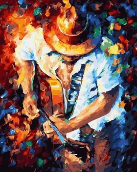 

Unframe diy oil picture oil paintings by numbers figure painting paint by number for home decor 4050cm musician