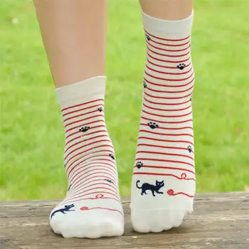 

Ani-5 women good cotton print black white grey navy short socks
