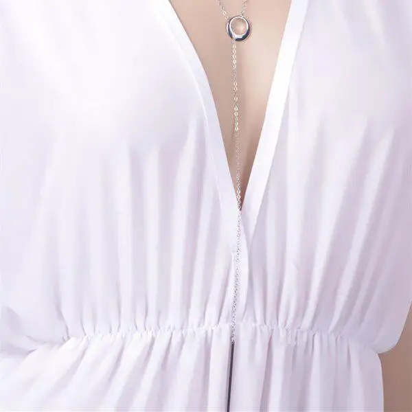 Fashion Circle Geometry Necklace For Women Lady Silver Metal Stick Pendant Long Chain Jewelry | Украшения и аксессуары