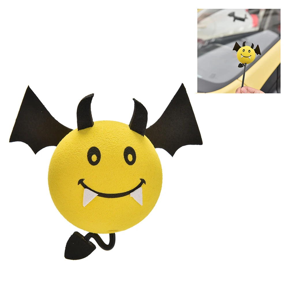 1 Pcs Yellow Devil Antenna Topper Eva Decorative Car Topper Balls Car Inner Accessories
