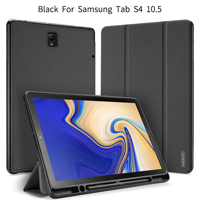 Флип-чехол для samsung TAB S4 10,5 SM-T830 SM-T835 S6 S5E 10,5 SPen держатель слот защитная Подставка Авто спящий чехол планшет сумка - Цвет: Black-For Tab S4