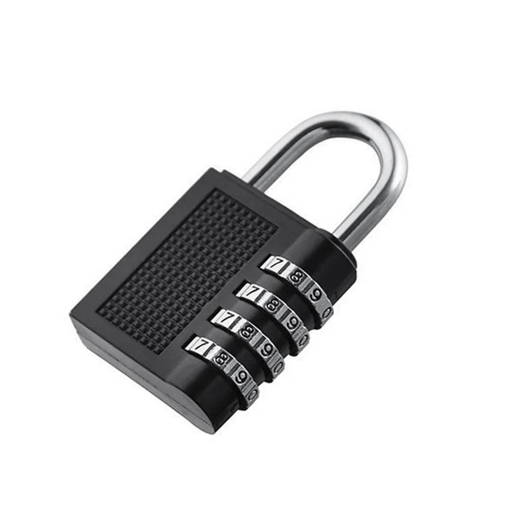 Heavy Duty 4 Dial Digit Combination Lock Weatherproof Security Padlock Outdoor Gym Safely Code Lock Black waterproof siren