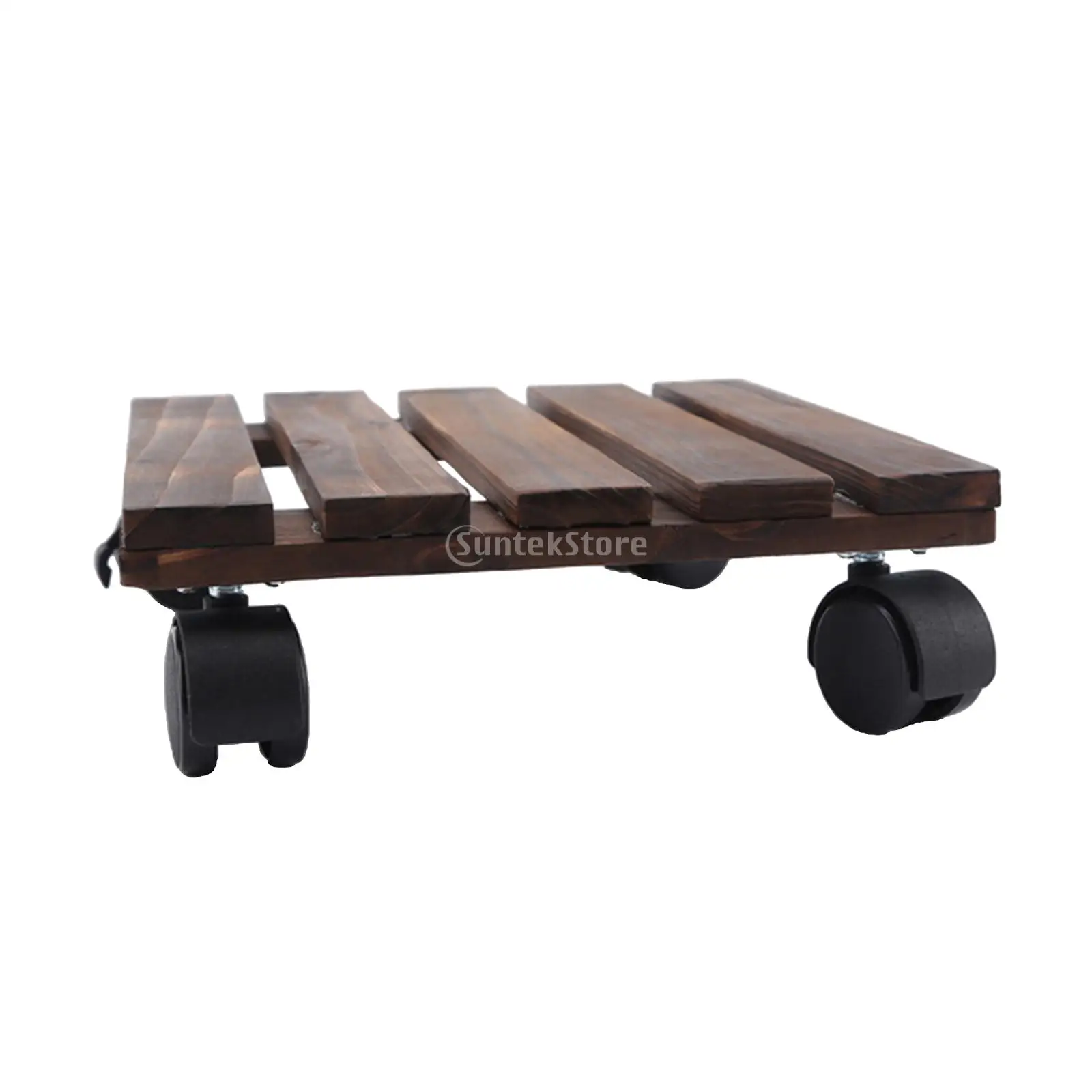 Round/Square Wheeled Wooden Planter Caddy Movable Plant Flower Pot Stand with Wheel Wooden Roller Planter Caddy Flower Pot Stand 