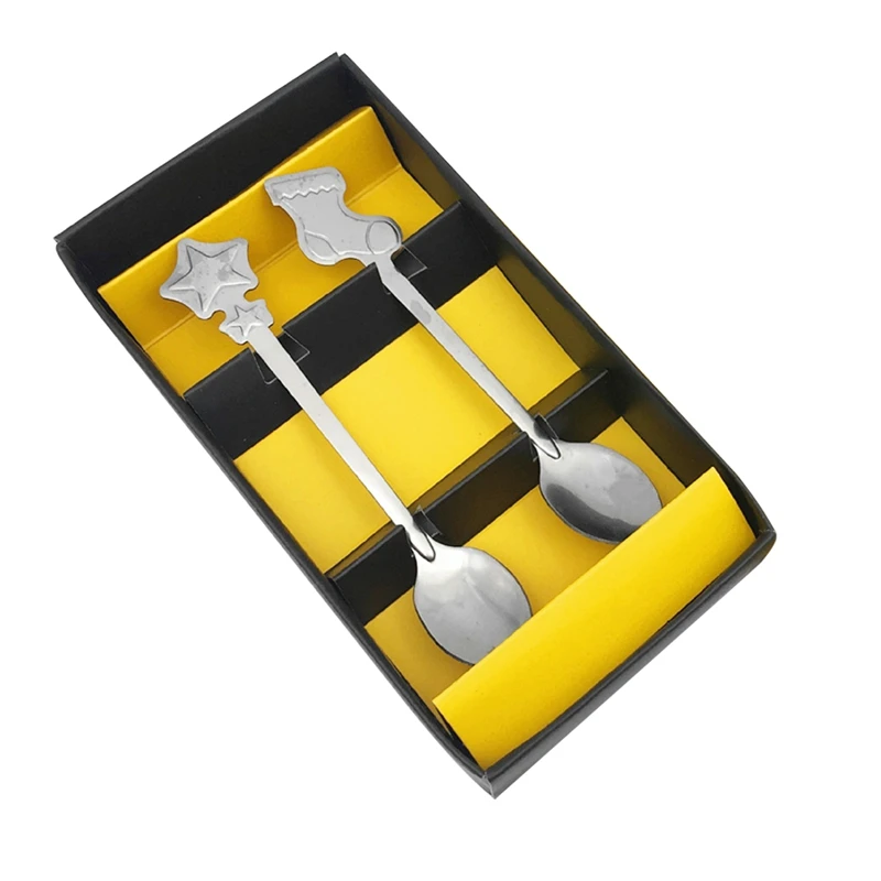 

2PCS Christmas Stainless Steel Spoon Fashion Cartoon Coffee Spoon Life Home Kitchen Utensils and Appliances (random style)