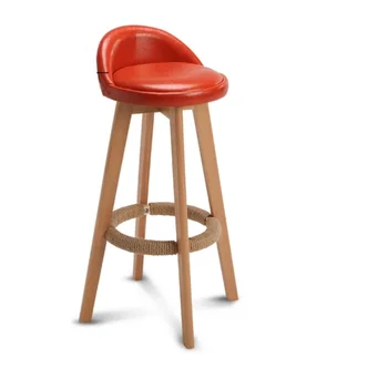 

Bar Stool Nordic Modern Minimalist Household Solid Wood High Stool Bar Stool Bar Chair Leisure Back Chair Stool