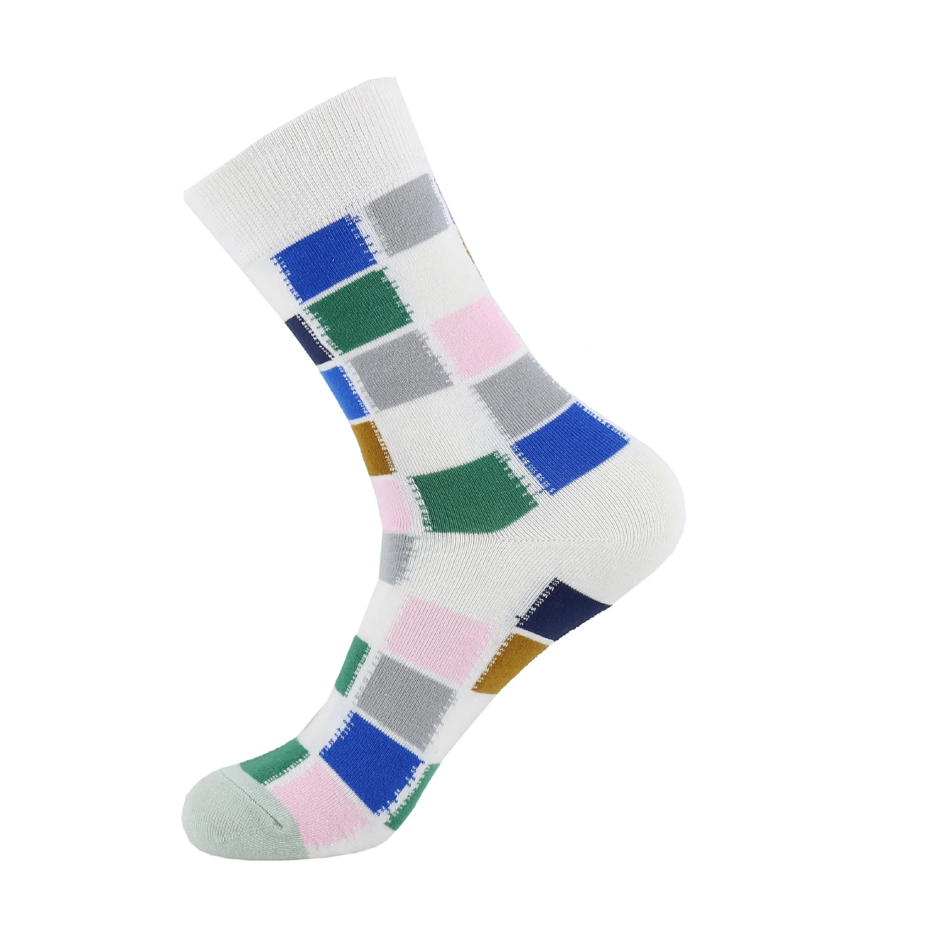 Women's socks combed cotton checkered pattern fashion tube happy men and women socks novelty skateboard crew casual crazy socks - Цвет: 8