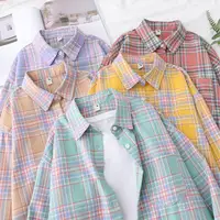 2025 New Fashion Loose Womens Plaid Shirt Fresh College Style Design Blouses And Tops Long Sleeve Casual Female Checked Clothes - Image 2
