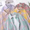 2025 New Fashion Loose Womens Plaid Shirt Fresh College Style Design Blouses And Tops Long Sleeve Casual Female Checked Clothes 2