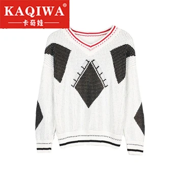 

2020 Runway Design Luxury Bling Chic Women's Knitwear Oversize Pullover Sweater Top Quality glitter stone short Sweater Female