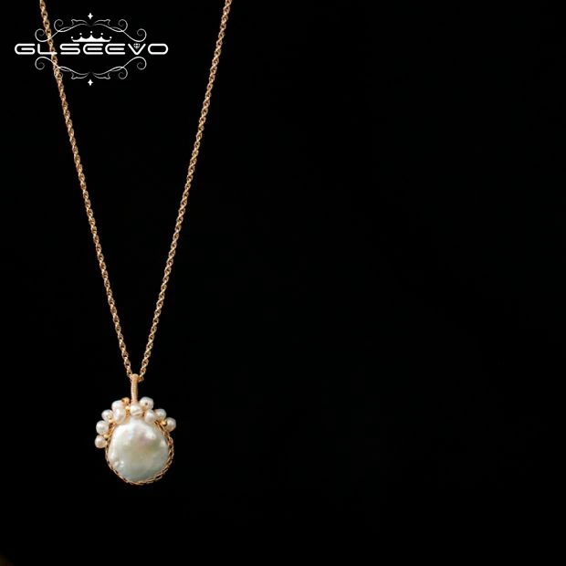 

GLSEEVO Original Design Long Pendant Necklace For Women Wife Birthday Gifts Freshwater Pearl Necklace Handmade Jewelry GN0151