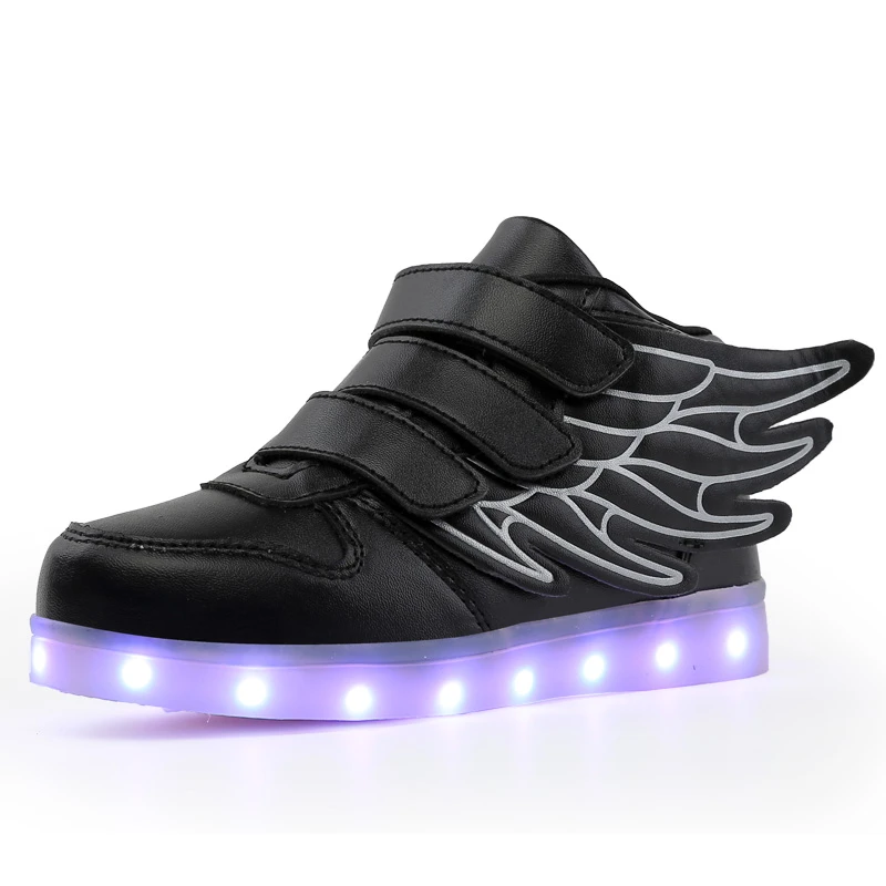 Zapatos con luz Led para niños niñas, zapatillas luminosas con carga USB, informales, color negro y rojo, con gancho y bucle, 2018|Zapatillas deportivas| AliExpress