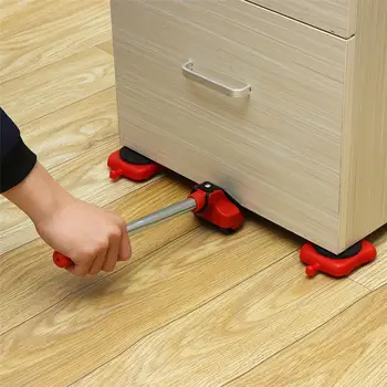 

5pcs/set Furniture Mover Tool Set Furniture Transport Heavy Lifter Moving Animals Tool Wheels Mover Wheel Roller Bar Hand Tools
