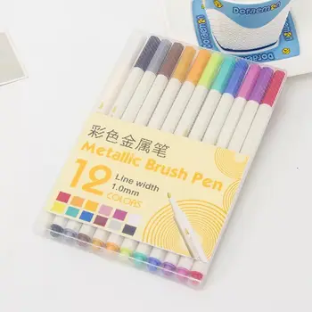 

Metallic Marker Pens, Set of 12 Assorted Colors for Adult Coloring Books, Art Rock Painting, Card Making, Metal and Ceramics