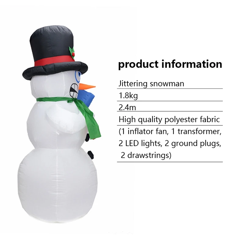 New 1.8M Giant Inflatable Jitter Snowman Blows Up Fancy Toys Santa Claus Christmas Festive Event Stage Props Gifts Party Décor